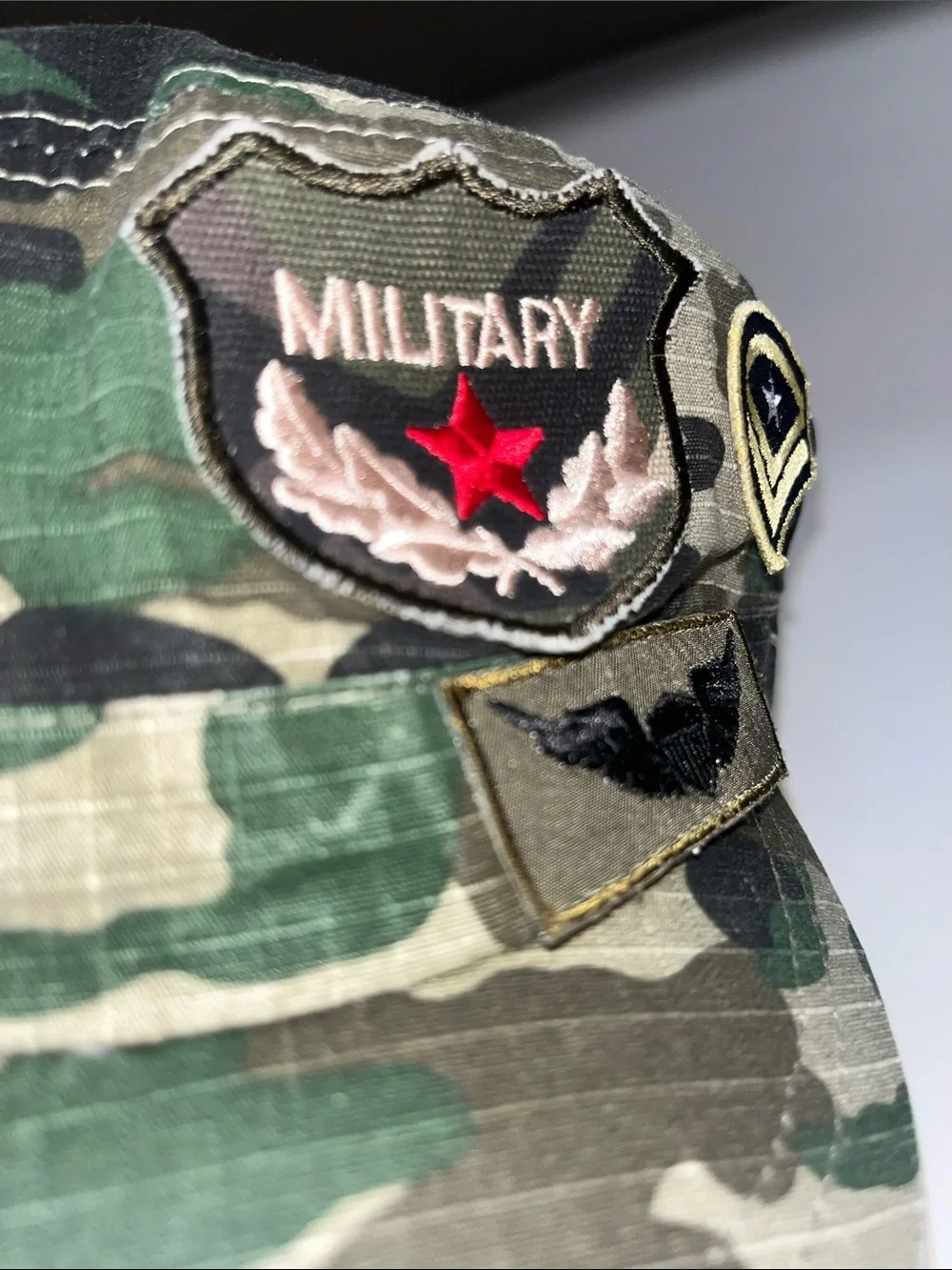 Source Unknown Green Camouflage Military Patch Cap